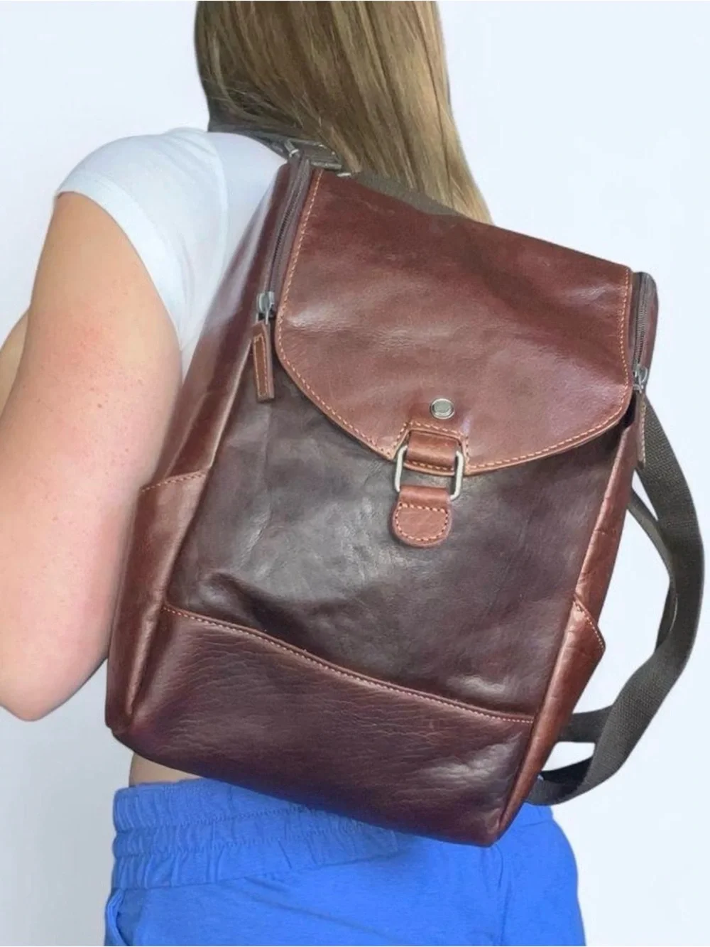 Men's Brown Leather Backpack - Classic Everyday Carry